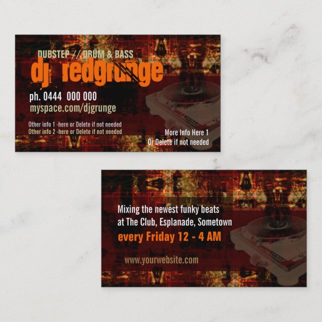 Dj Grunge Turntable Business card (Front/Back)