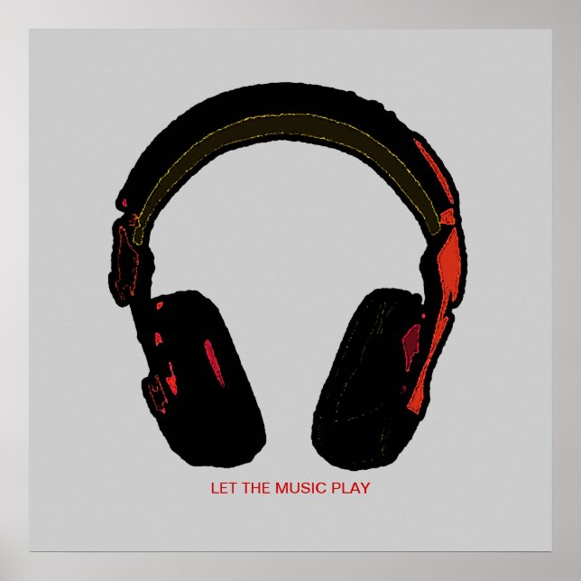 dj headphone music wall print (Front)