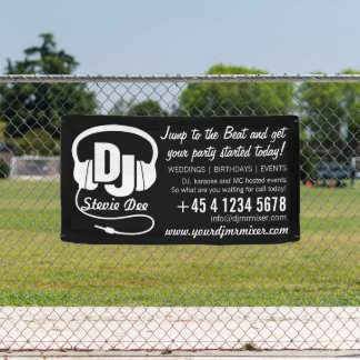 DJ headphones black white promotional Banner