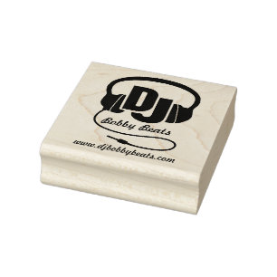 DJ headphones business name details stamp