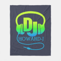 DJ headphones green blue add your own name 