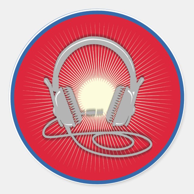 DJ Headphones Icon Classic Round Sticker (Front)