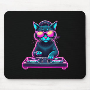Dj House Cat Rainbow Dj Cat Kitty Mouse Pad