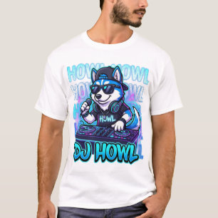 DJ Howl Husky – Funny Dog Music Lover T-Shirt