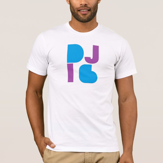 DJ i6 Purple/Blue Logo 1 Men's White Tee (Front)