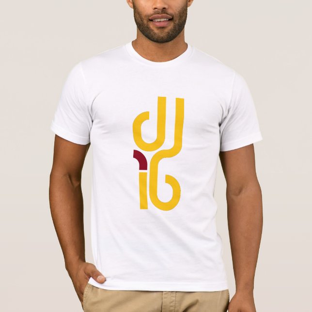 DJ i6 Yellow/Red Logo 3 Men's White Tee (Front)
