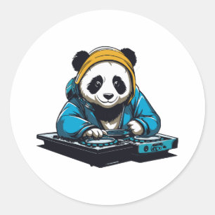 DJ Kawaii Panda Classic Round Sticker
