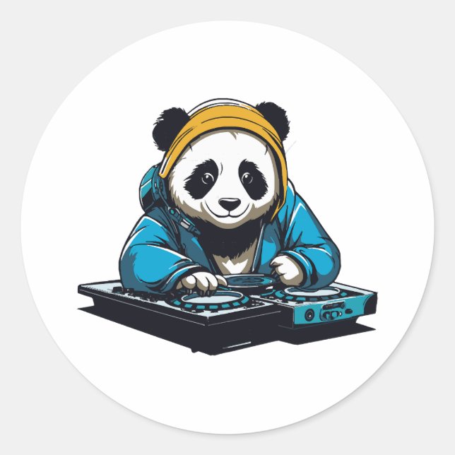 DJ Kawaii Panda Classic Round Sticker (Front)
