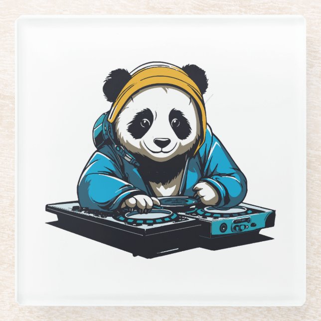 DJ Kawaii Panda Glass Coaster (Front)
