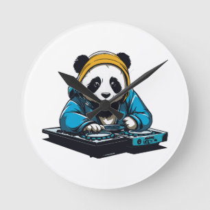 DJ Kawaii Panda Round Clock