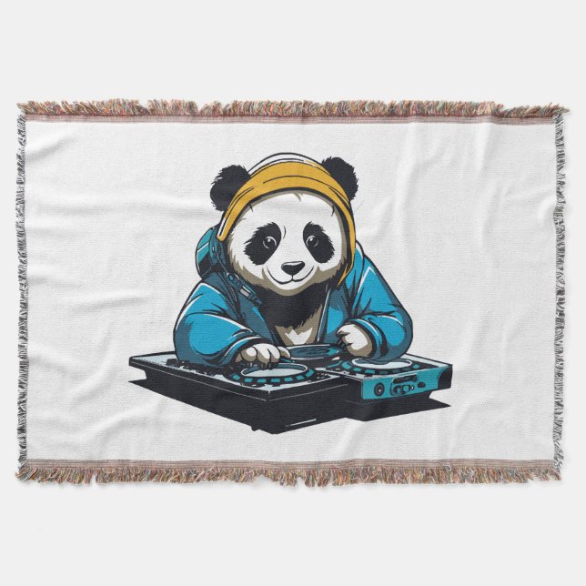 DJ Kawaii Panda Throw Blanket (Front)