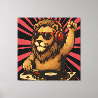 DJ Lion – Cool Retro Style Music Art Canvas Print