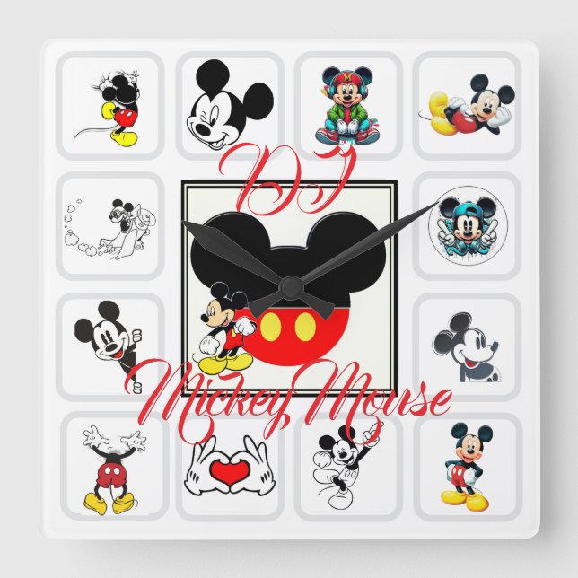 DJ Mickeymouse Square Wall Clock (Front)