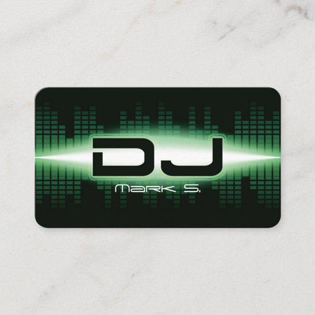 DJ Modern Green Business Card (Front)