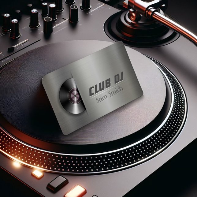DJ Modern Metalic Stylish Vinyl Recoder Mixer Business Card (Creator Uploaded)