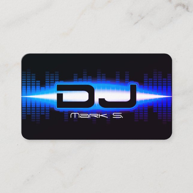 DJ Modern Royal Blue Business Card (Front)