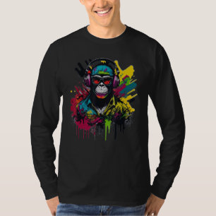 DJ Monkey Chimp With Sunglasses & Headphones Cool  T-Shirt