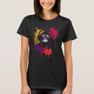 DJ Monkey Chimp With Sunglasses & Headphones Cool  T-Shirt