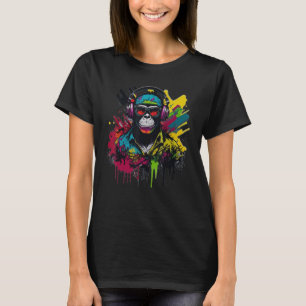 DJ Monkey Chimp With Sunglasses & Headphones Cool  T-Shirt