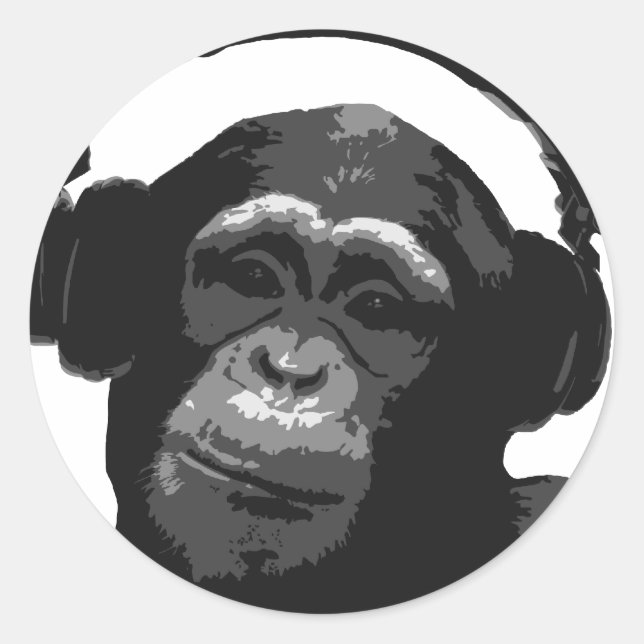 DJ MONKEY CLASSIC ROUND STICKER (Front)