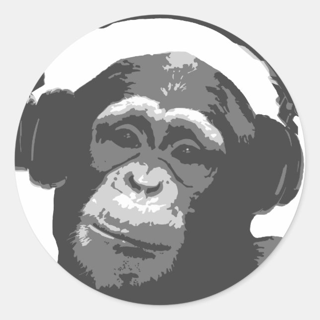 DJ MONKEY CLASSIC ROUND STICKER (Front)