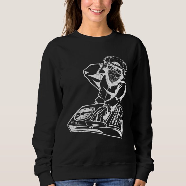 DJ Monkey Music Party Fun Sunglasses Monkey Headph Sweatshirt (Front)