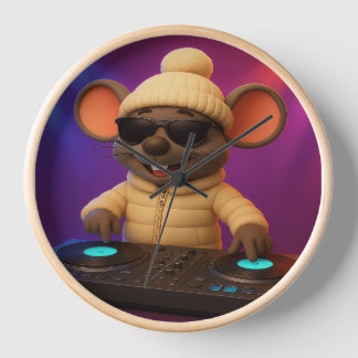 DJ Mouse Wall Clock | Funny Winter Party Animal De