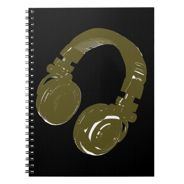 DJ Music black Spiral Notebook (Front)