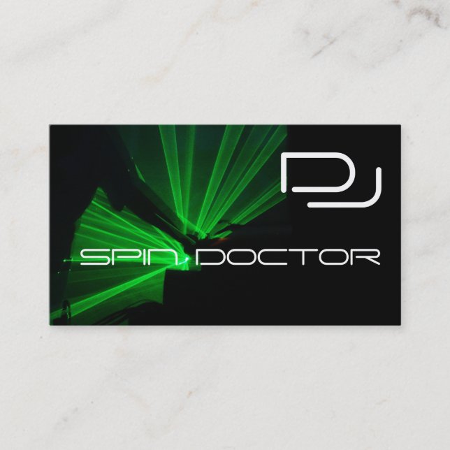 DJ Music Business Cards Black Green (Front)
