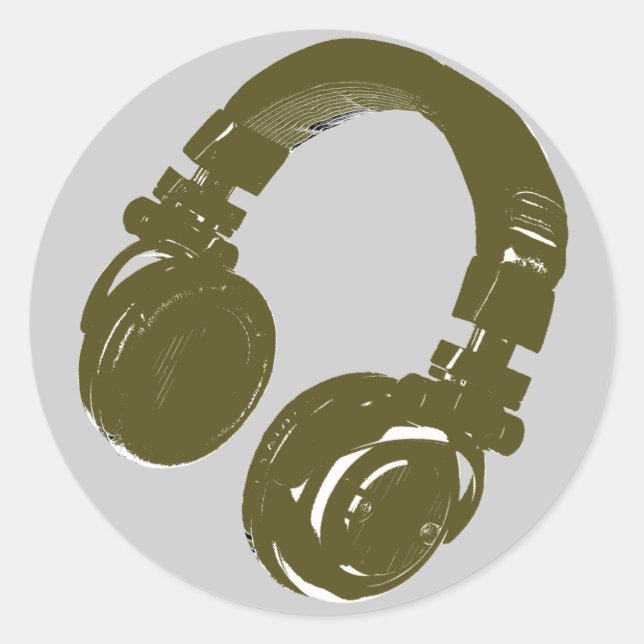 DJ music headphone Classic Round Sticker (Front)