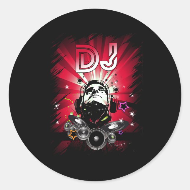 Dj Music Lover Music Player Sound Cool Classic Round Sticker (Front)
