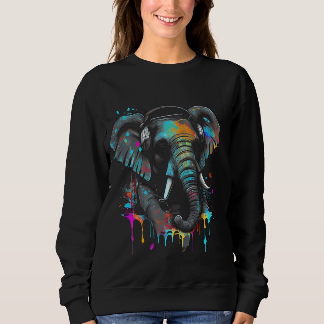 DJ music music fan elephant party party outfit mus Sweatshirt (Front)
