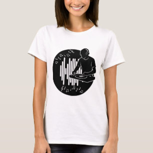 DJ Music Silhouette Black and White Art T-Shirt