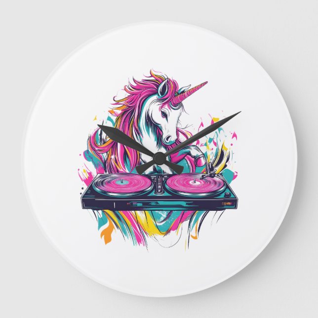 DJ Music Unicorn (1) Large Clock (Front)