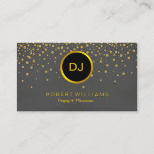 DJ Musician Professional Music Teacher Gold Black Business Card