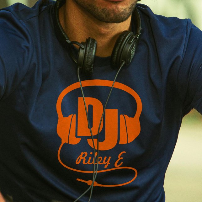 DJ name headphone orange graphic t-shirt Tri-Blend Shirt (Creator Uploaded)