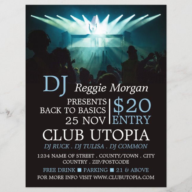 DJ on Stage, DJ, Club Event Advertising Flyer (Front)