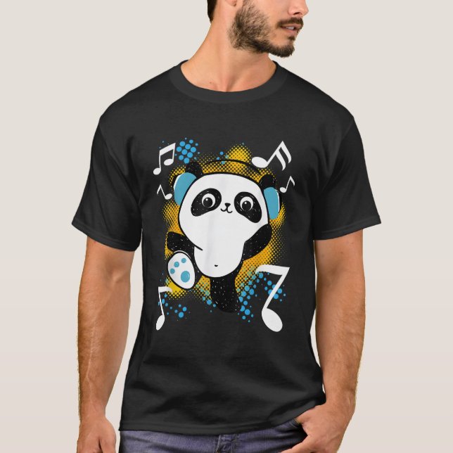 Dj Panda With Headphones T-Shirt (Front)