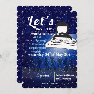 DJ party and university friends gather Invitation