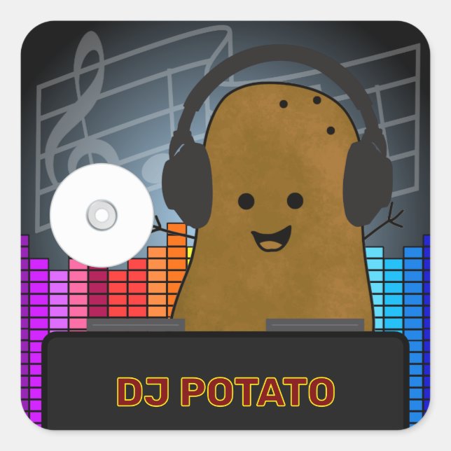 DJ Potato Custom Square Sticker (Front)