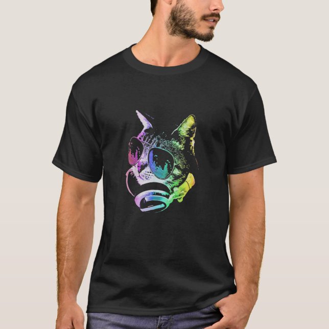 Dj Retro Cat T-Shirt (Front)
