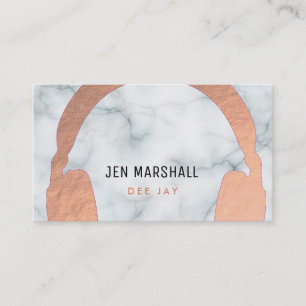 DJ rose gold headphones on marble Business Card