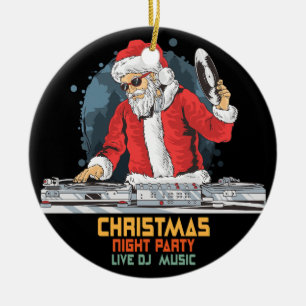 dj santa party club ceramic tree decoration