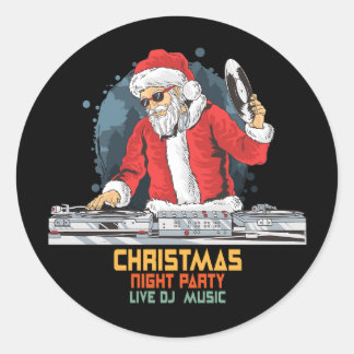 dj santa party club classic round sticker