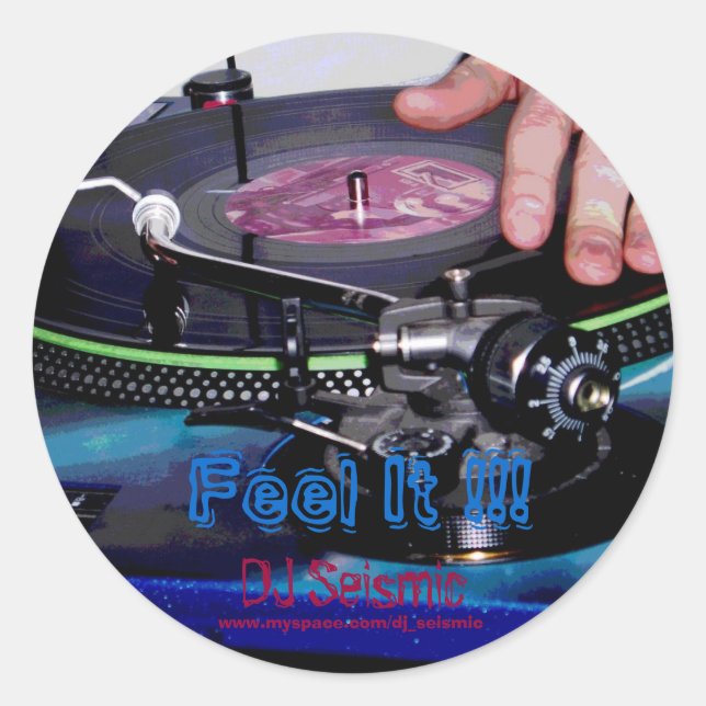 DJ Seismic- Feel It! Classic Round Sticker (Front)