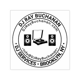 DJ Services Music Business Name Location URL Email Self-inking Stamp