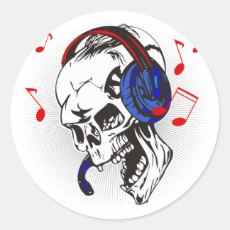 DJ Skull Classic Round Sticker