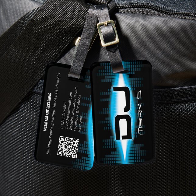 DJ Sky Blue Luggage Tag with QR code (Creator Uploaded)