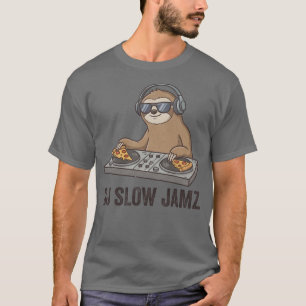 DJ Slow Jamz Funny Sloth Cartoon T-Shirt