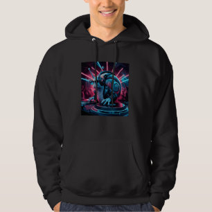 Dj Snail With Headphones, Colourful Lights And Tur Hoodie